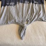 Socialite Distressed Tie Front Sweatshirt Blue and Grey Sz L Photo 4