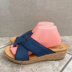 Kork Ease Women's Blue Leather Cross Toe Ring Cork Wedge Sandals Size 10M EUC Photo 12