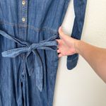 Talbots [] Blue Denim Moonlight Wash Utility Jumpsuit Long Sleeves Cotton Size XS Photo 5