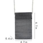 AIBEARTY Rhinestone Cell Phone Purse Mini Crossbody Clutch Bag w/ Chain Womens Silver Photo 2