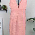 Herve Leger Authentic Herve Ledger Martina Blush Deep V Bandage Bodycon Mini Dress Photo 3