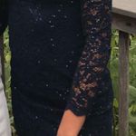 Macy's Dark Lace Blue Homecoming Dress Photo 0
