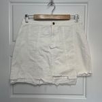 Lily Rain Women's White 100% Cotton Raw Asymmetrical Hem Jean Mini Skirt Sz Med Photo 1