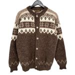 Norlender Sportwear Vintage Wool Fair Isle Cardigan Sweater Neutral Brown Large Photo 1