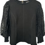 Gracia  Black Top Lace Balloon Sleeves Zip Back NWOT Photo 0