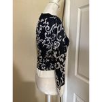 Neiman Marcus  Navy Blue Geometric Print Oversized Button Down Knit Cardigan S Photo 2
