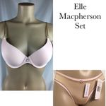 Elle Macpherson SET Pink & Tan Prism Bra & Thong 34C NEW Size undefined Photo 1