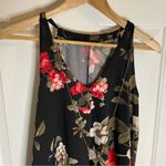 First Love Black Floral V-Neck Tank Top With Built-in Necklace Size Medium Photo 2