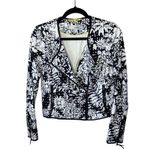 Boden Amelie Broderie Biker Jacket Women's Size 4 Blue Photo 4