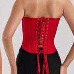 House Of CB NWOT  'Genevieve' Scarlet Red Satin Lace Back Corset sz XS Photo 1