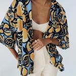 ZARA Women’s Citrus Lemon Button Down Short Sleeve Top Size XS Capri Coastal Photo 2