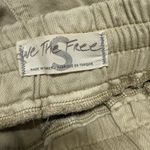 Free People  Drawstring Denim Track Pants Sz Small Khaki Wide Leg High Rise EUC Photo 6