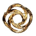 Monet Vintage Signed Round Twist Brooch Pin Gold Tone Designer Costume Jewelry Photo 1