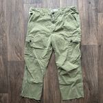 ZARA  Olive Green Cropped Raw Hem Cargo Pants Size 10 Photo 0