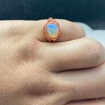 Handmade Opalite wired stainless steel Ring - size 4.5 Photo 3