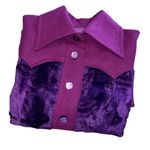 Vintage 70's Purple Dress Faux Fur Bodice Long Sleeve Felt Collared Berry Jewel Photo 5