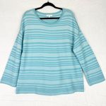 Habitat Striped Cotton Blend Ribbed Sweater Size Medium Blue White Photo 0