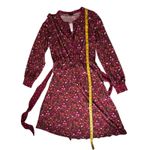Talbots NWT  Floral Belted Midi Dress Burgundy Small Burgundy Stretch Comfy Chic Photo 7