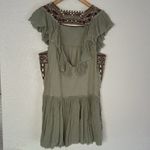 Free People Embroidered Boho Dress Aztec Southwestern Cottage Babydoll Sage Fall Photo 3