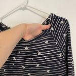 Talbots T BY  Long Sleeve Mixed Print Dress Navy Blue Cream Striped Floral Cotton Photo 4