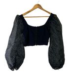 Topshop  Puff Sleeve Organza Crop Top Womens 8 Black Gothcore Feminine Whimsygoth Photo 1