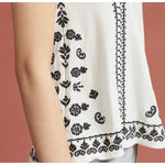 Anthropologie AKEMI + KIN Embroidered Antique White Black Tank Top Photo 1