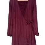 Socialite Long Sleeve Satin Wrap Mini Dress LARGE Photo 1