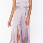 Show Me Your Mumu Claire Midi Dress Dusty Purple Luxe Satin Size Small Photo 0