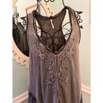 Free People Small tank dress beading Flowy Gray Fairy Grunge Festival Photo 1