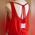 Bisou Bisou Beautiful Red Orange Maxi Dress Pleated Sheer Bottom Sz. 14 … Photo 13