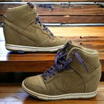 Nike  Dunk Sky Hi Filbert Green Suede Wedge Shoes  Purple Laces Swoosh 6.5 Photo 1