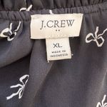 J.Crew  Velvet Tie Neck Top All Over Bow Print Black Ivory Blouse Long Sleeve Photo 5