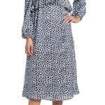 One One Six New Ruffle Bodice Dress V-Neck Long Sleeve Animal Print Black Grey White Photo 0