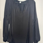 Old Navy  Black Satin Puff Sleeve Blouse Photo 0