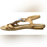 SIKETU SUMMER SLING BACK‎ SANDALS BEACH BOHEMIAN BEADED STONE DETAILS SIZE 8.5 Tan Photo 3