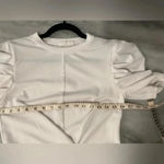 Melrose and Market  White Ribbed Puff Sleeve Twist Front Stretch Crop Top Size S Photo 8