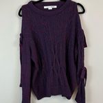 Project Nadaam | Cableknit Open Tie Sleeve Knit Sweater Size Medium Purple Photo 2