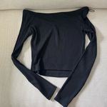 Alexander Wang Chain Embellished Off the Shoulder Black Long Sleeve Top Photo 5