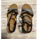 Daisy Fuentes  Blingy Sandals Wedge Size 10 Silver Black Ankle Strap Cushion Photo 2