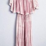 Anthropologie  Boho Me Pink and Cream Tie Dye Off Shoulder Maxi Dress Photo 0