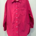 Maeve  by Anthropologie Bennet Button Down Shirt Bright Pink Oversized M Photo 4