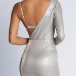 Meshki  Lilliana Textured Metallic One Shoulder Peekaboo Mini Dress Photo 1