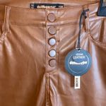 Dollhouse NWT Brown Vegan Leather Button Front High Rise Flare Pants Photo 1