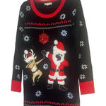 it's our time It’s Our Time black Christmas embroidered sweater dress M Photo 0