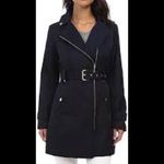 Michael Kors Michael Classic Belted Navy Mid Length Trench Coat Logo Zip Sz. S Photo 1