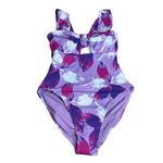 Mynah One Piece Swimsuit‎ Womens Size XS Purple Floral Medium Coverage NEW Photo 6