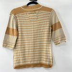 Free People  We the Free Striped Short Sleeve Shirt Knit Size Med NWOT Tan Photo 3