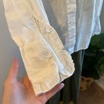 Oversized 90s White 100% Cotton Ruffled Collared Long Sleeve Shirt Size Medium Photo 6