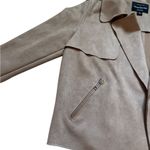 Haute Monde Motorcycle Suede Taupe Beige Jacket Sz S Lightweight Blazer Zip Pockets Photo 5