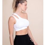 ZARA Asymmetric Ribbed Double Strap Crop Tank Top Sports Bra XS Royal Blue Photo 1